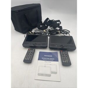 Fangor F611D 7.5 LCD Dual Screen Portable DVD Player For Car+Cables+Remotes+Case